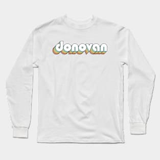 Donovan - Retro Rainbow Typography Faded Style Long Sleeve T-Shirt